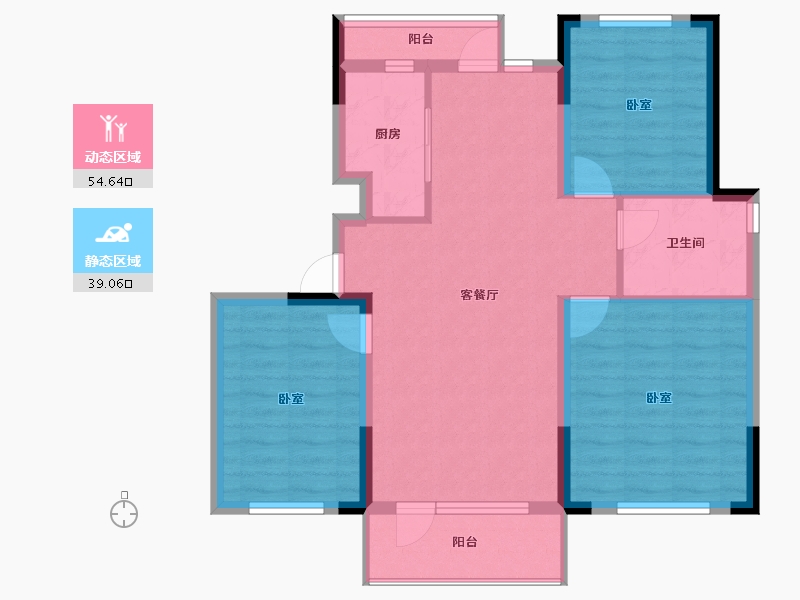 辽宁省-沈阳市-绿地新里罗斯福公馆-83.98-户型库-动静分区