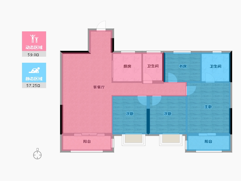 贵州省-贵阳市-佳源贵阳印象-105.04-户型库-动静分区