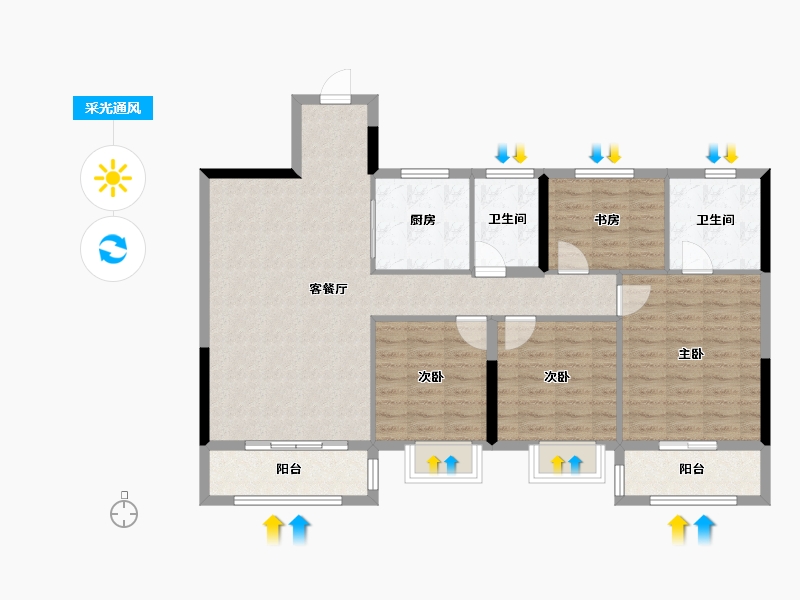 贵州省-贵阳市-佳源贵阳印象-105.04-户型库-采光通风