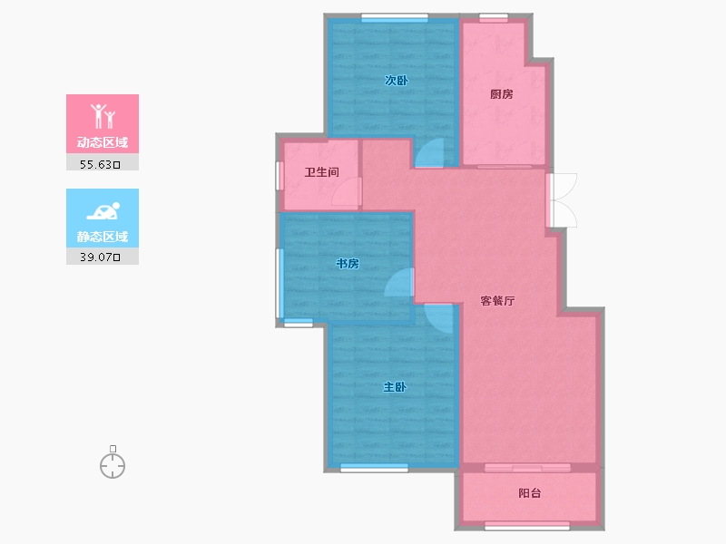 辽宁省-沈阳市-永同昌西江月-85.69-户型库-动静分区