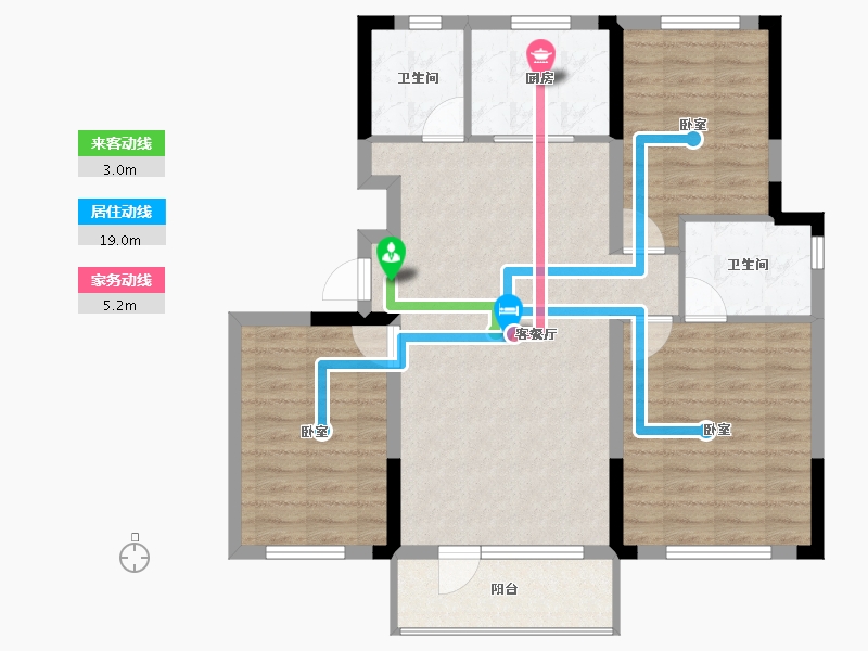 辽宁省-沈阳市-绿地新里罗斯福公馆-89.23-户型库-动静线