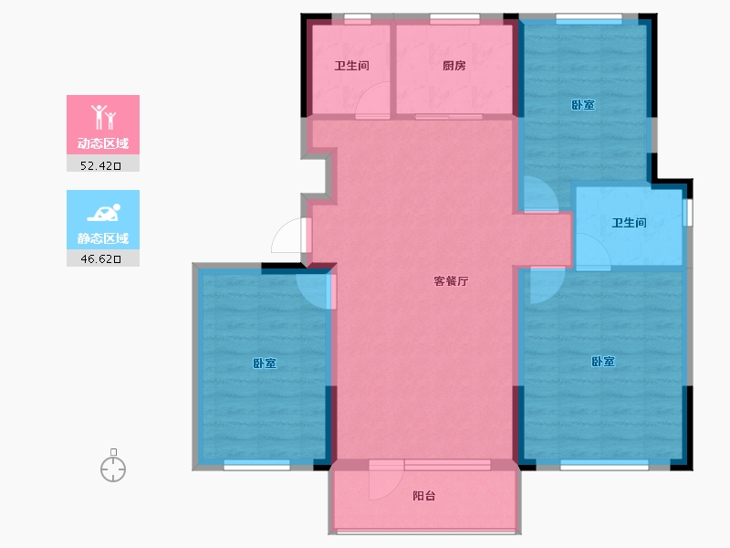 辽宁省-沈阳市-绿地新里罗斯福公馆-89.23-户型库-动静分区