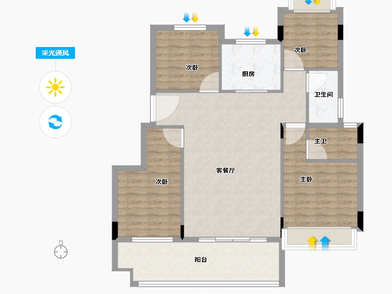 福建省-泉州市-力高万顺君樽府-99.41-户型库-采光通风