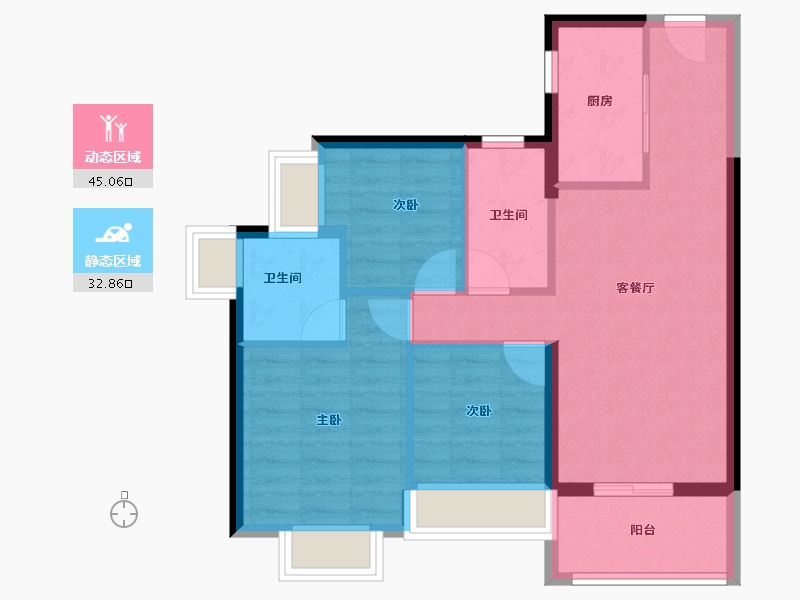 广东省-广州市-时代天境（黄埔)-69.59-户型库-动静分区