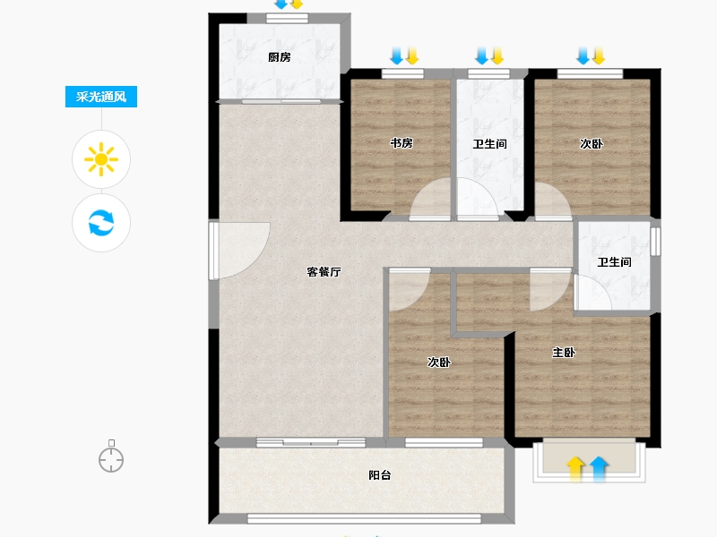 福建省-泉州市-中骏丽景府二期-103.20-户型库-采光通风