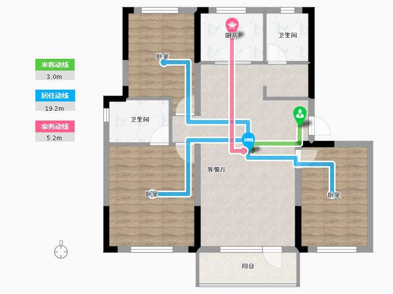 辽宁省-沈阳市-绿地新里罗斯福公馆-89.63-户型库-动静线