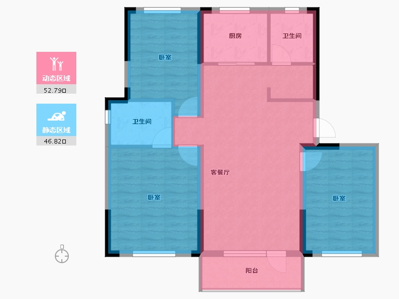 辽宁省-沈阳市-绿地新里罗斯福公馆-89.63-户型库-动静分区