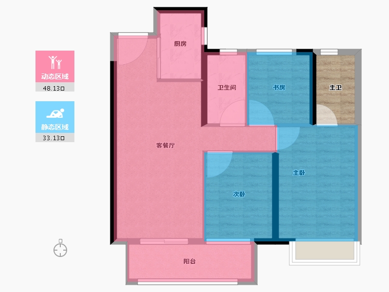 福建省-泉州市-中骏丽景府二期-77.61-户型库-动静分区