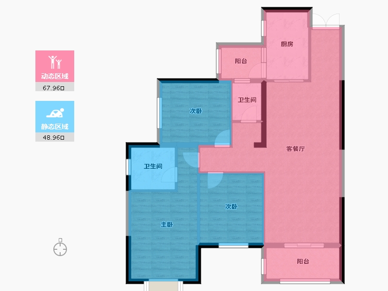 贵州省-贵阳市-中铁阅山湖-105.77-户型库-动静分区