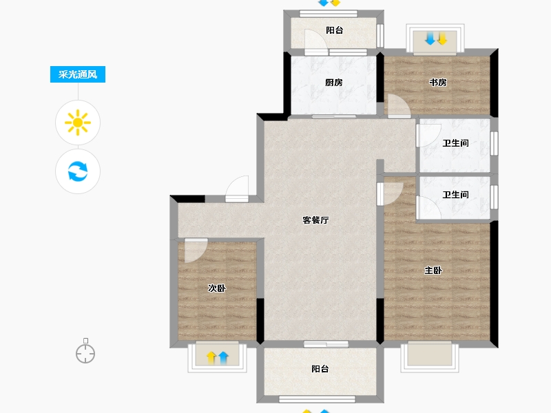 贵州省-贵阳市-息烽碧桂园-92.00-户型库-采光通风