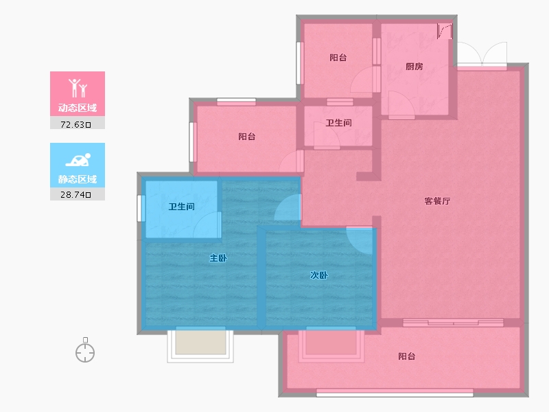 贵州省-贵阳市-中铁阅山湖-89.76-户型库-动静分区