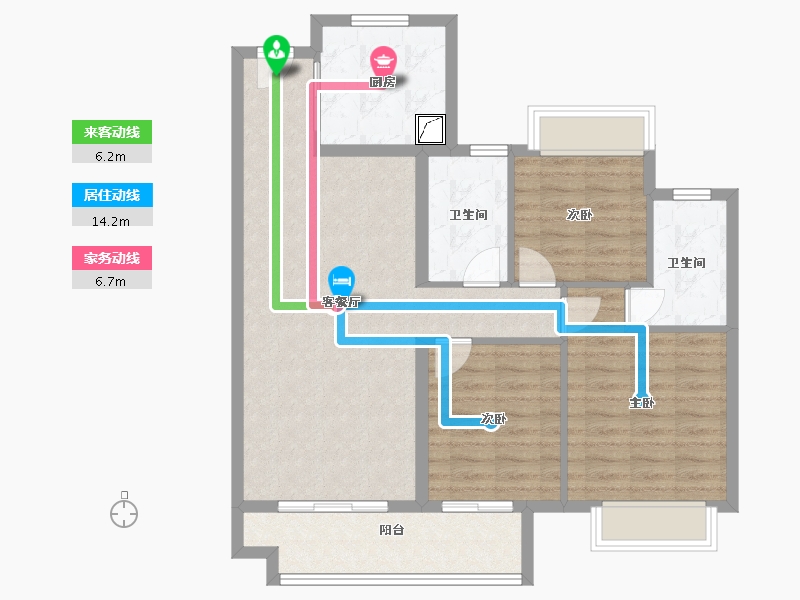 上海-上海市-万达未来城-91.43-户型库-动静线