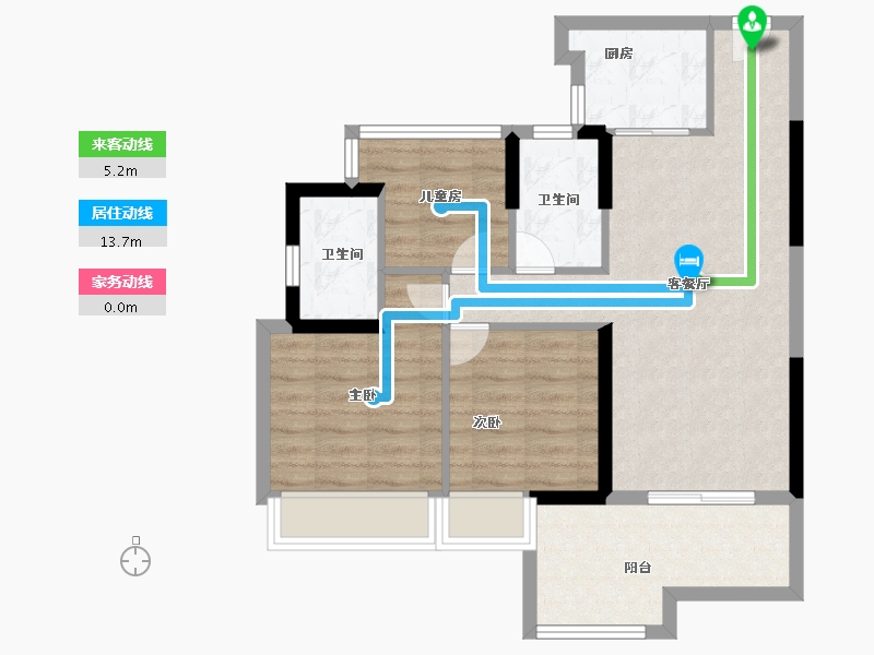 广东省-广州市-卓越招商臻珑府-71.20-户型库-动静线