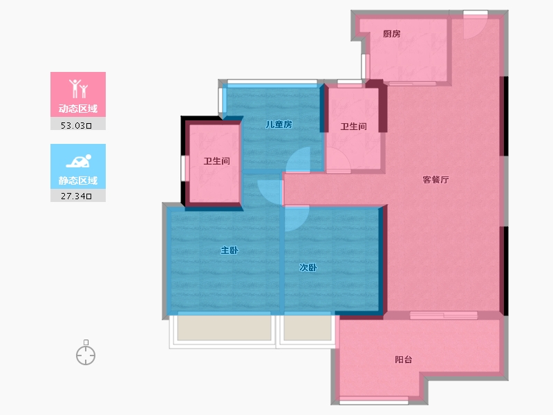 广东省-广州市-卓越招商臻珑府-71.20-户型库-动静分区