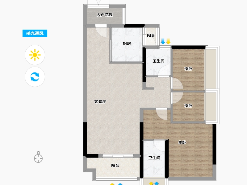 广东省-广州市-大壮名城-79.30-户型库-采光通风