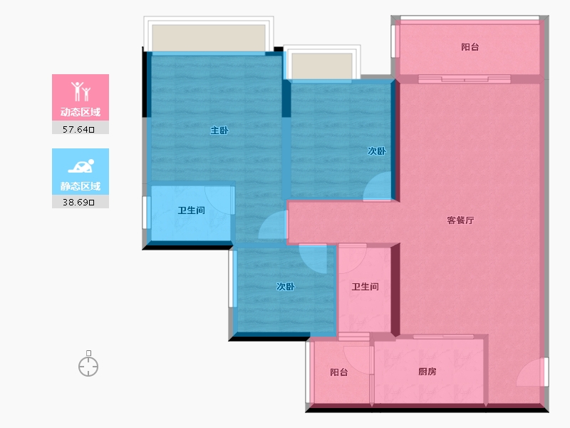 广东省-广州市-合生中央城-86.40-户型库-动静分区