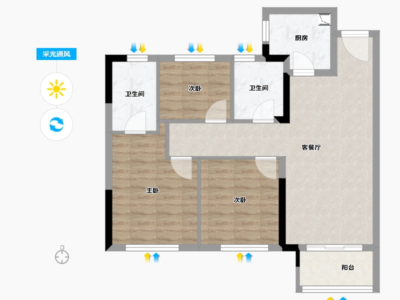 福建省-泉州市-​世茂摩天城-71.20-户型库-采光通风