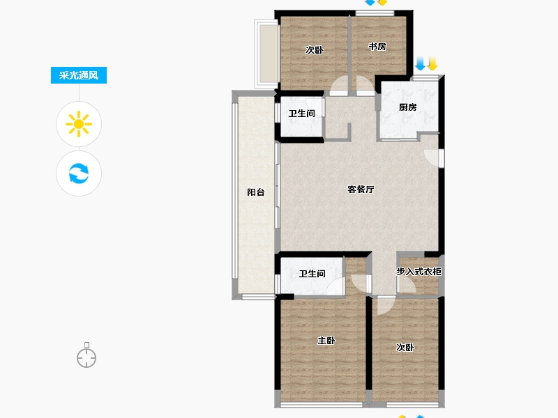 河南省-郑州市-美盛·金水印-115.15-户型库-采光通风