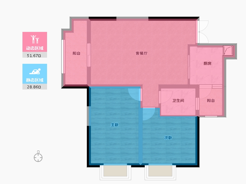 贵州省-贵阳市-贵阳地铁湖山郡-71.64-户型库-动静分区