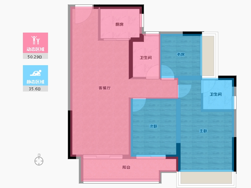 贵州省-安顺市-中交绿城桃源小镇-76.82-户型库-动静分区