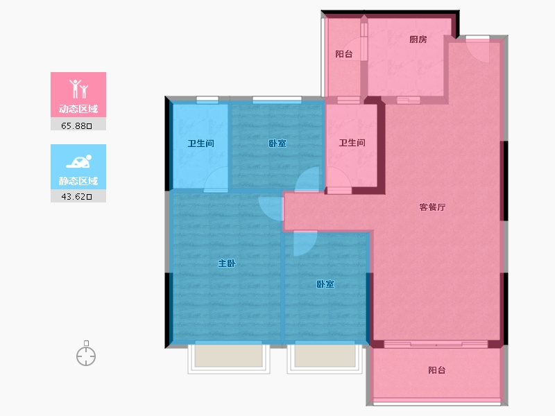 河南省-郑州市-郑州恒大养生谷-98.96-户型库-动静分区