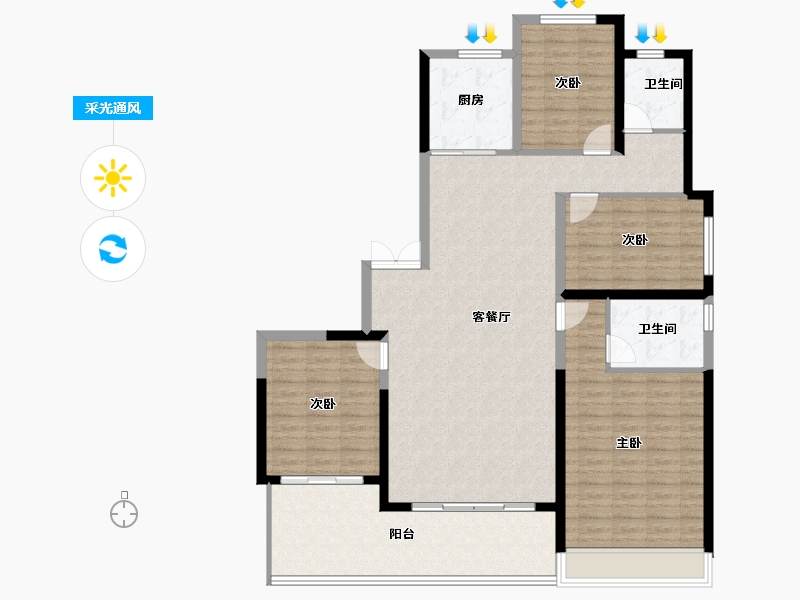 河南省-郑州市-康桥天樾九章-134.77-户型库-采光通风