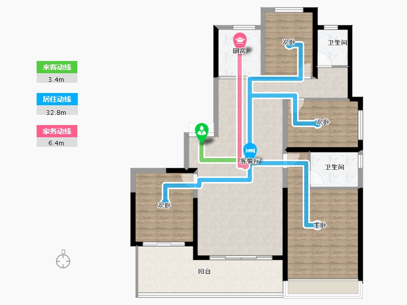 河南省-郑州市-康桥天樾九章-134.77-户型库-动静线