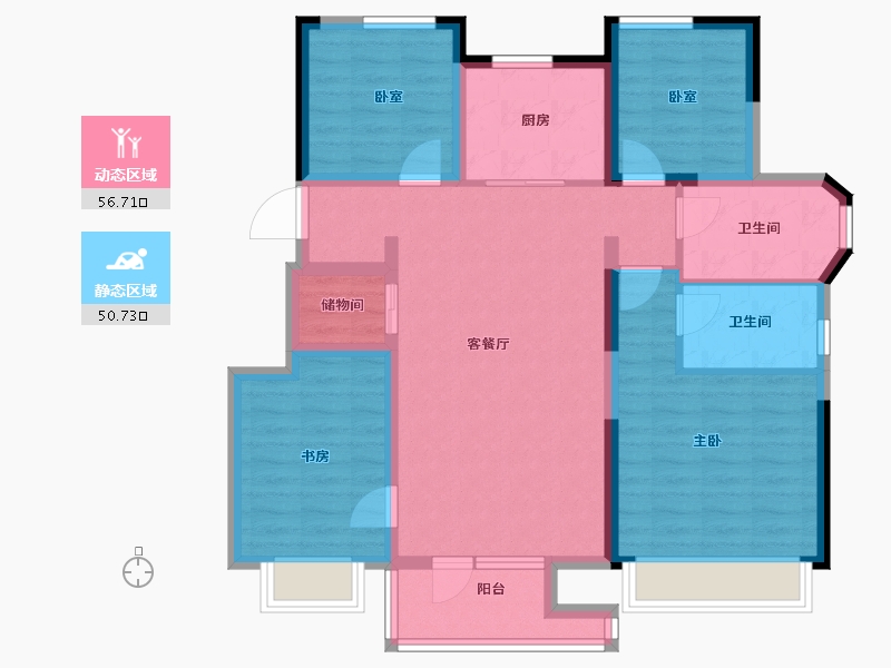 辽宁省-大连市-保利金地湖光山语-95.05-户型库-动静分区