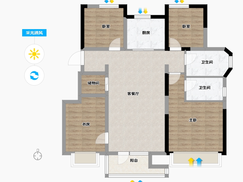 辽宁省-大连市-保利金地湖光山语-95.05-户型库-采光通风