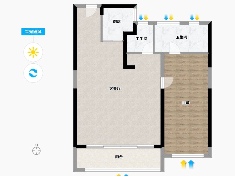 河南省-郑州市-美盛·金水印-92.57-户型库-采光通风