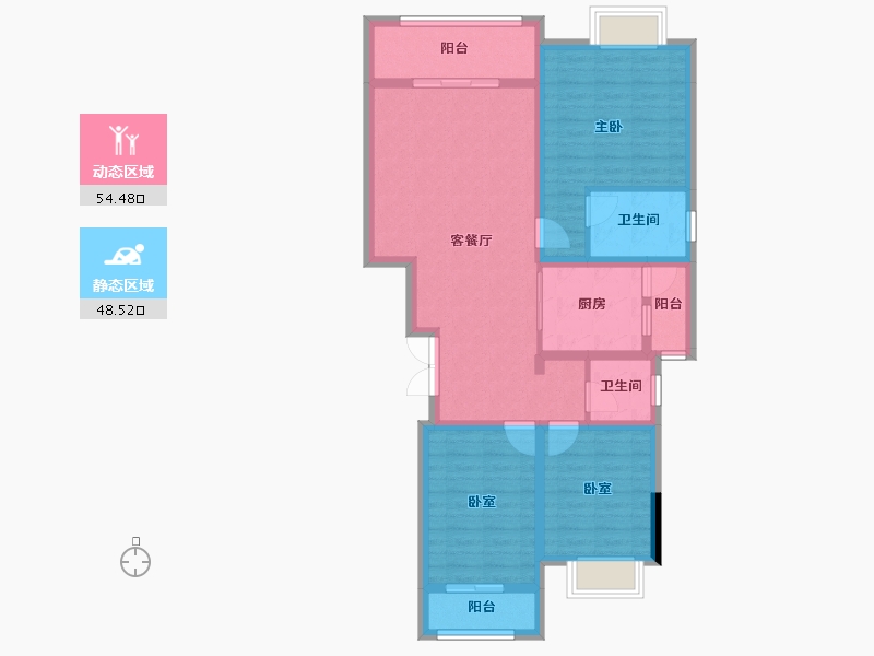 贵州省-黔南布依族苗族自治州-中铁国际生态城白晶谷&逸昱-91.36-户型库-动静分区