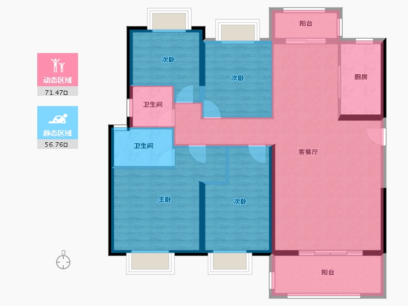 贵州省-贵阳市-花溪碧桂园-116.07-户型库-动静分区