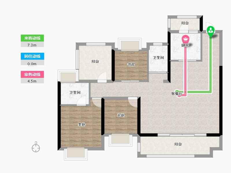 贵州省-贵阳市-贵阳天阶万达广场-108.48-户型库-动静线