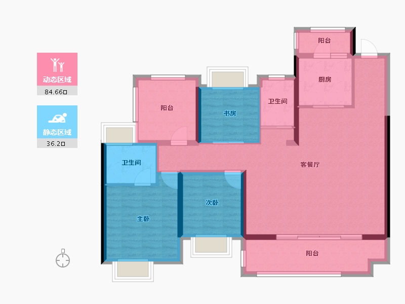 贵州省-贵阳市-贵阳天阶万达广场-108.48-户型库-动静分区