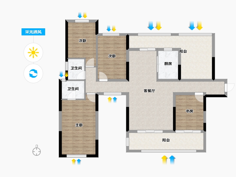 贵州省-贵阳市-利亚奥林花园-123.30-户型库-采光通风