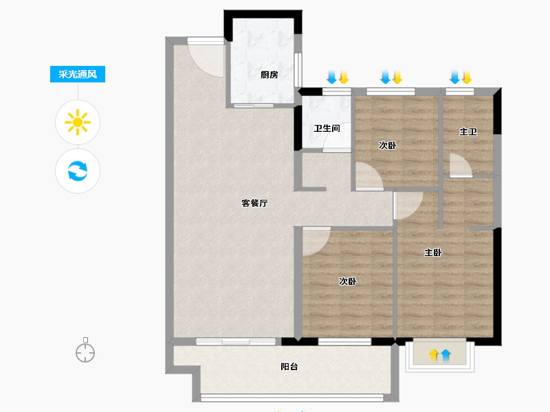 福建省-泉州市-金龙壹号-90.40-户型库-采光通风