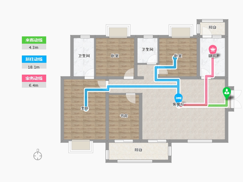 湖南省-长沙市-北辰中央公园(北辰辰玺)-110.32-户型库-动静线