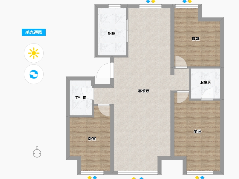 辽宁省-沈阳市-首开如院-90.74-户型库-采光通风