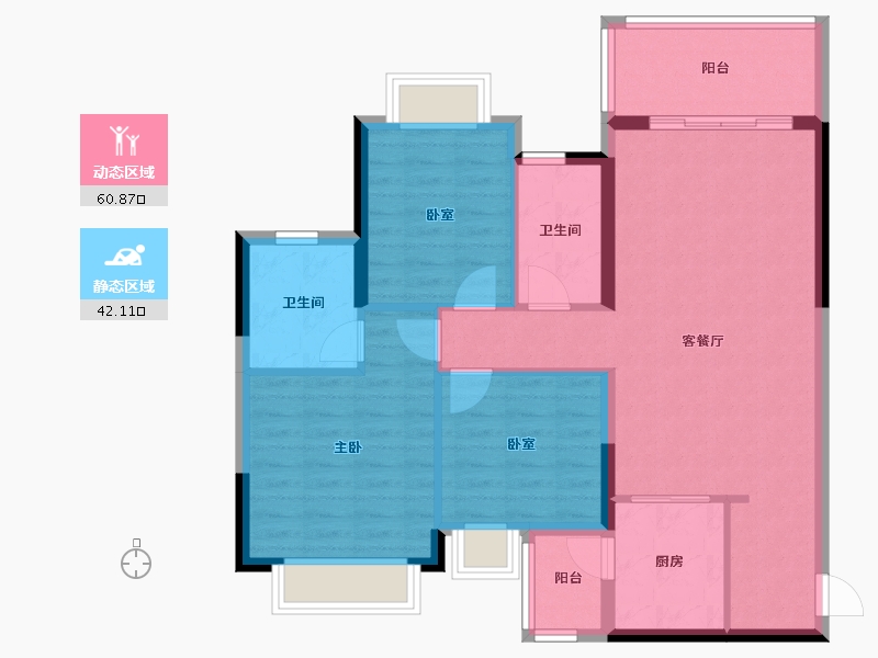 贵州省-贵阳市-贵阳恒大文化旅游城-92.80-户型库-动静分区