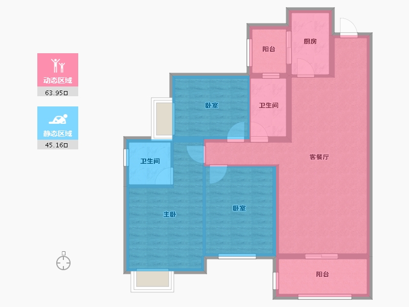 湖南省-长沙市-北辰中央公园(北辰辰玺)-97.69-户型库-动静分区