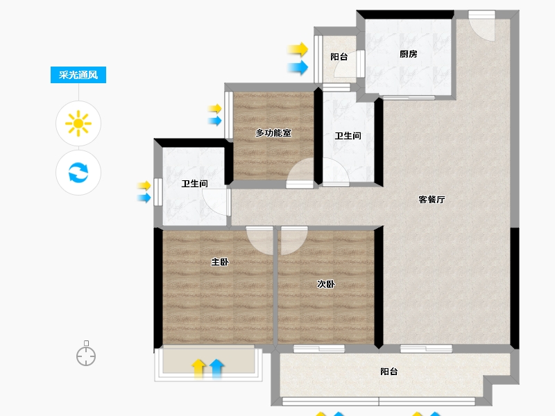 广东省-中山市-锦绣海湾城-86.04-户型库-采光通风