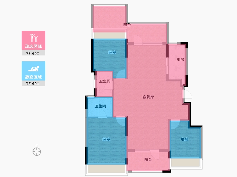 辽宁省-沈阳市-中粮锦云天城-98.25-户型库-动静分区