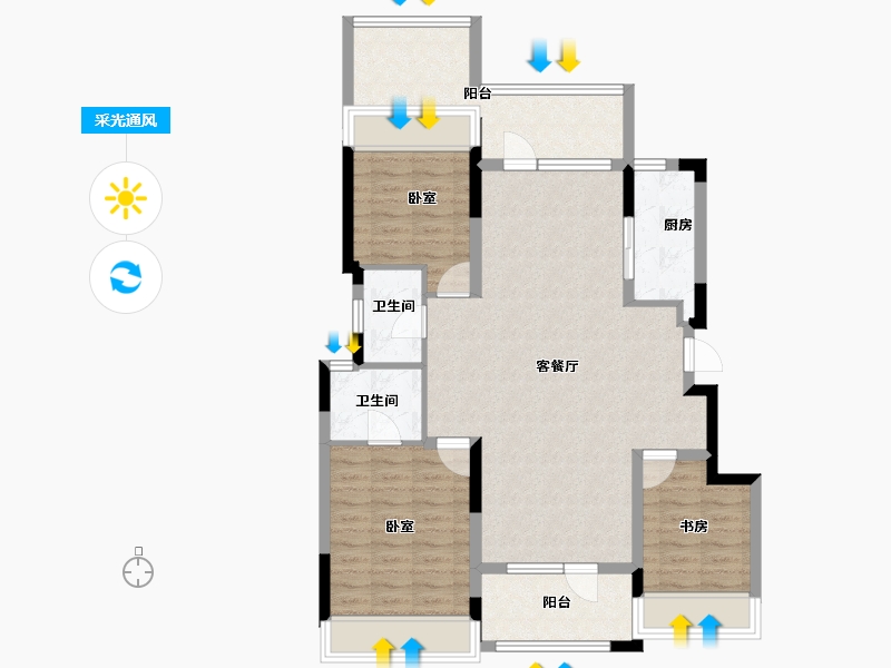 辽宁省-沈阳市-中粮锦云天城-98.25-户型库-采光通风