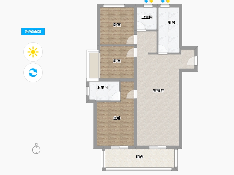 河南省-洛阳市-旭辉朗瑞·中央公园-80.00-户型库-采光通风