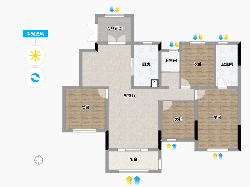 湖南省-长沙市-长房·宁都公馆-115.84-户型库-采光通风