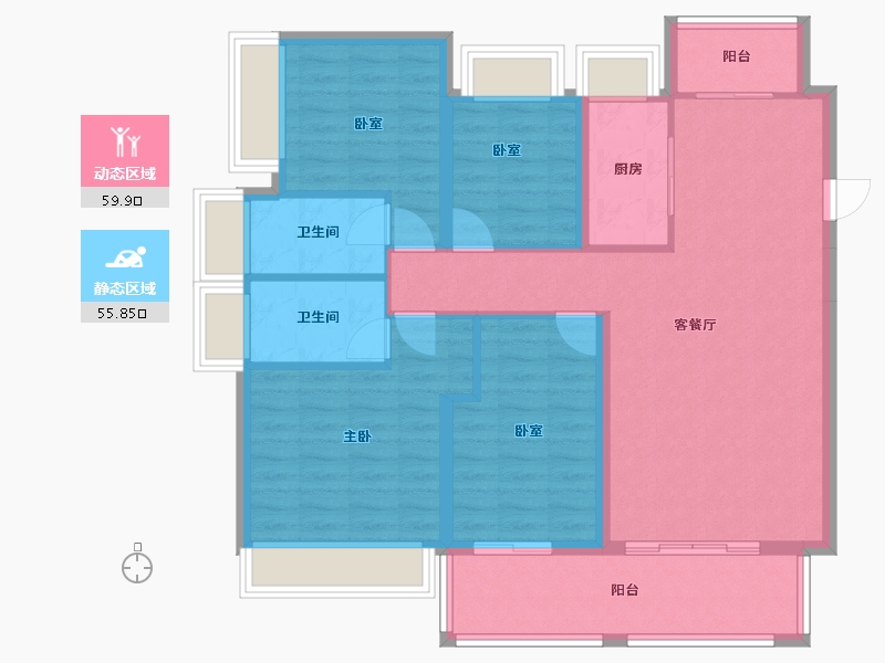 广东省-中山市-锦绣海湾城-104.25-户型库-动静分区