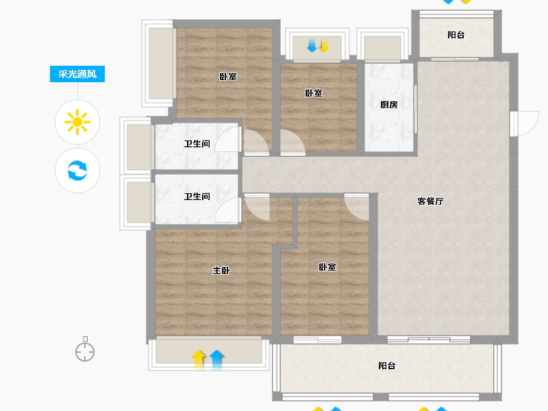 广东省-中山市-锦绣海湾城-104.25-户型库-采光通风