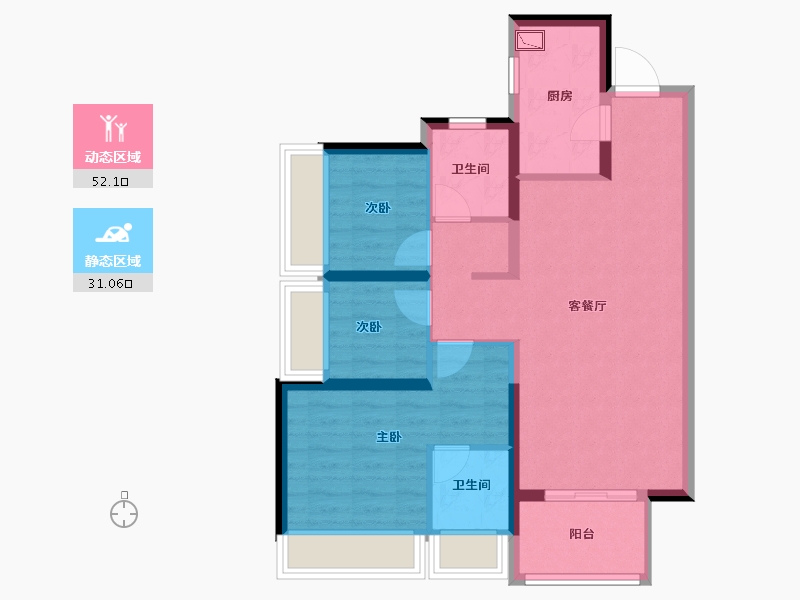 贵州省-贵阳市-贵阳电建云岩赋-73.60-户型库-动静分区