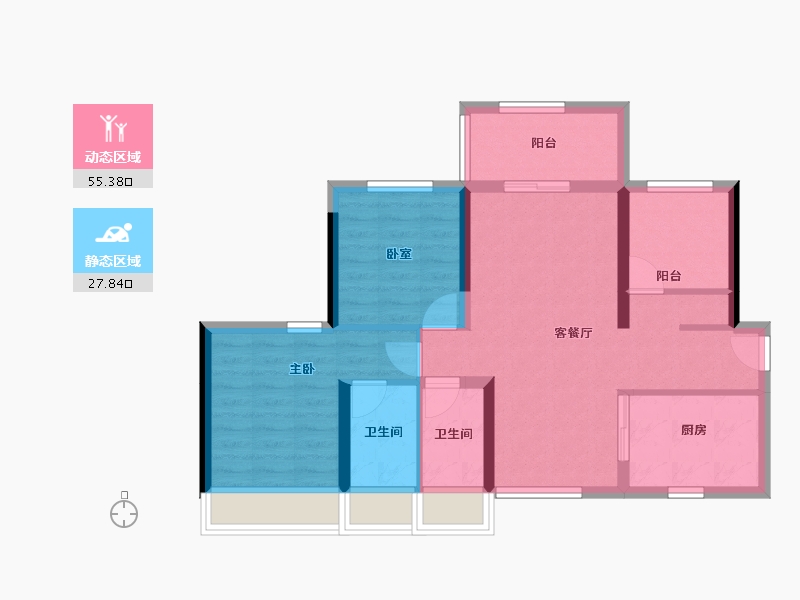 广东省-江门市-越秀·星汇名庭-73.58-户型库-动静分区