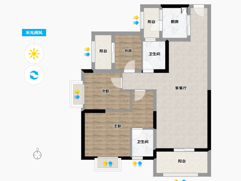 贵州省-贵阳市-宇虹万花城-85.93-户型库-采光通风